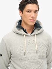 Bege Stone Marl - Superdry gráfico com logotipo em relevo Hoodie - Imagem 3 de 6