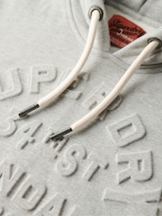 Bege Stone Marl - Superdry gráfico com logotipo em relevo Hoodie - Imagem 6 de 6
