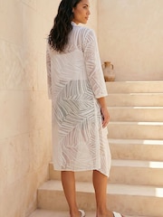 Roman White Mesh Burnout Longline Coverups - Image 3 of 4