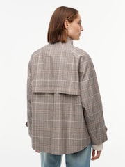 Tommy Hilfiger Brown Check Raglan Sleeve Relaxed Cape Coat - Image 2 of 5