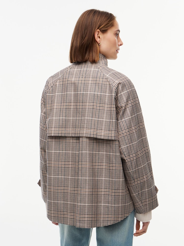 Tommy Hilfiger Brown Check Raglan Sleeve Relaxed Cape Coat - Image 2 of 5 Tommy Hilfiger Brown Check Raglan Sleeve Relaxed Cape Coat - Image 2 of 5