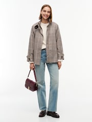 Tommy Hilfiger Brown Check Raglan Sleeve Relaxed Cape Coat - Image 3 of 5