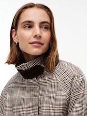 Tommy Hilfiger Brown Check Raglan Sleeve Relaxed Cape Coat - Image 4 of 5