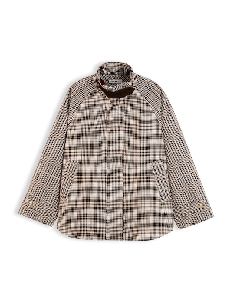 Tommy Hilfiger Brown Check Raglan Sleeve Relaxed Cape Coat - Image 5 of 5 Tommy Hilfiger Brown Check Raglan Sleeve Relaxed Cape Coat - Image 5 of 5