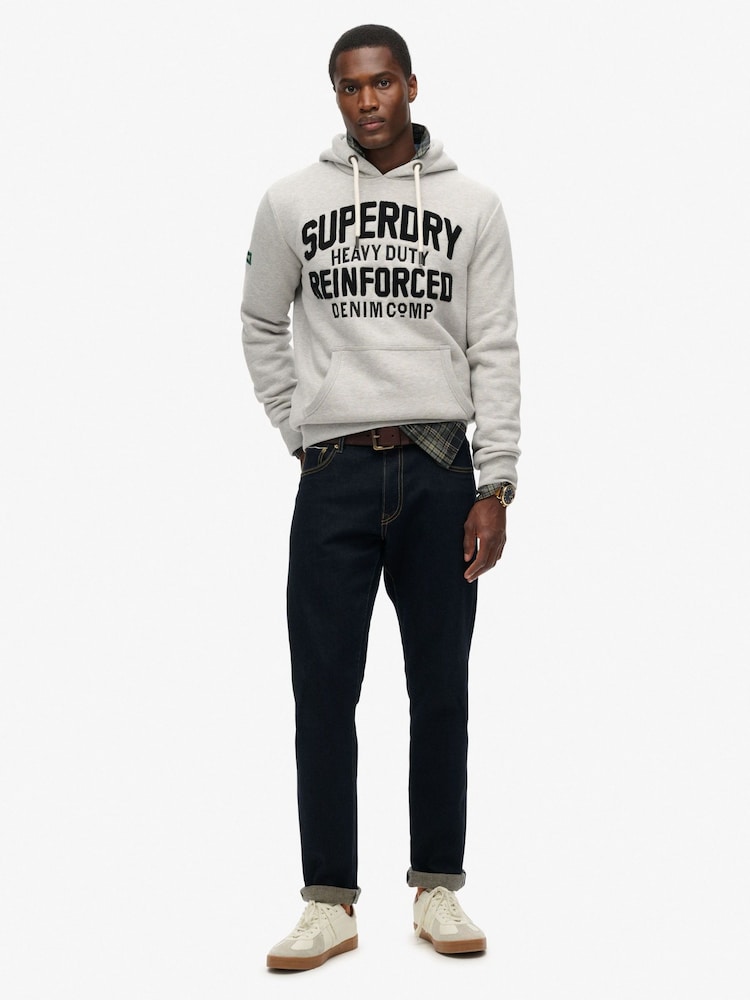 Superdry Stone Beige Marl Embroider Script Graphic Hoodie - Image 1 of 5
