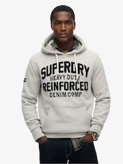 Superdry Stone Beige Marl Embroider Script Graphic Hoodie - Image 2 of 5