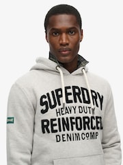 Superdry Stone Beige Marl Embroider Script Graphic Hoodie - Image 3 of 5