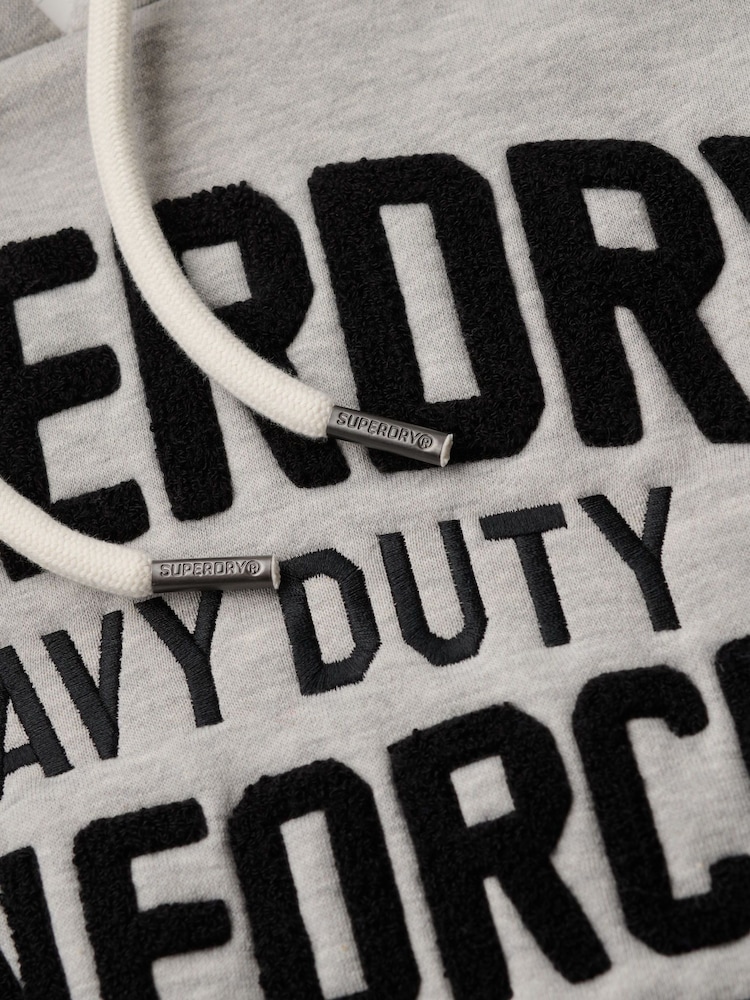 Superdry Stone Beige Marl Embroider Script Graphic Hoodie - Image 5 of 5