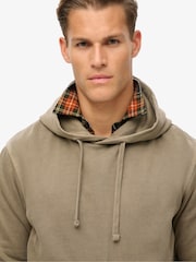 Superdry Washed Morel Brown 100% Cotton Contrast Stitch Relaxed Hoodie - Image 3 of 3