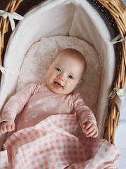 The Little Tailor Pink/White Muslin 100% Cotton Baby Blanket - Image 1 of 7