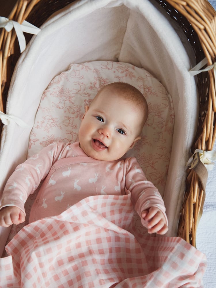 The Little Tailor Pink/White Muslin 100% Cotton Baby Blanket - Image 1 of 7
