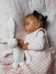 The Little Tailor Pink/White Muslin 100% Cotton Baby Blanket - Image 2 of 7