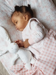 The Little Tailor Pink/White Muslin 100% Cotton Baby Blanket - Image 3 of 7