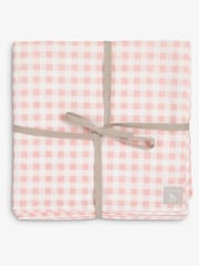 The Little Tailor Pink/White Muslin 100% Cotton Baby Blanket - Image 4 of 7