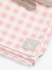 The Little Tailor Pink/White Muslin 100% Cotton Baby Blanket - Image 6 of 7