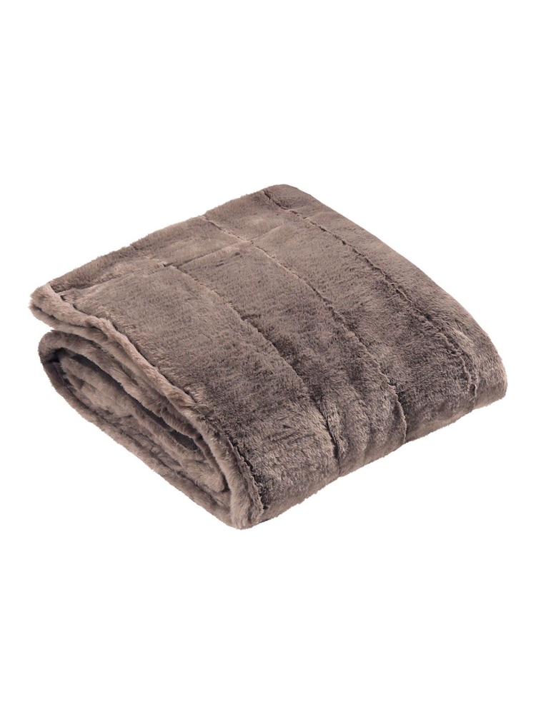 Riva Home Taupe Empress Faux Fur Throw - Image 2 of 4 Riva Home Taupe Empress Faux Fur Throw - Image 2 of 4