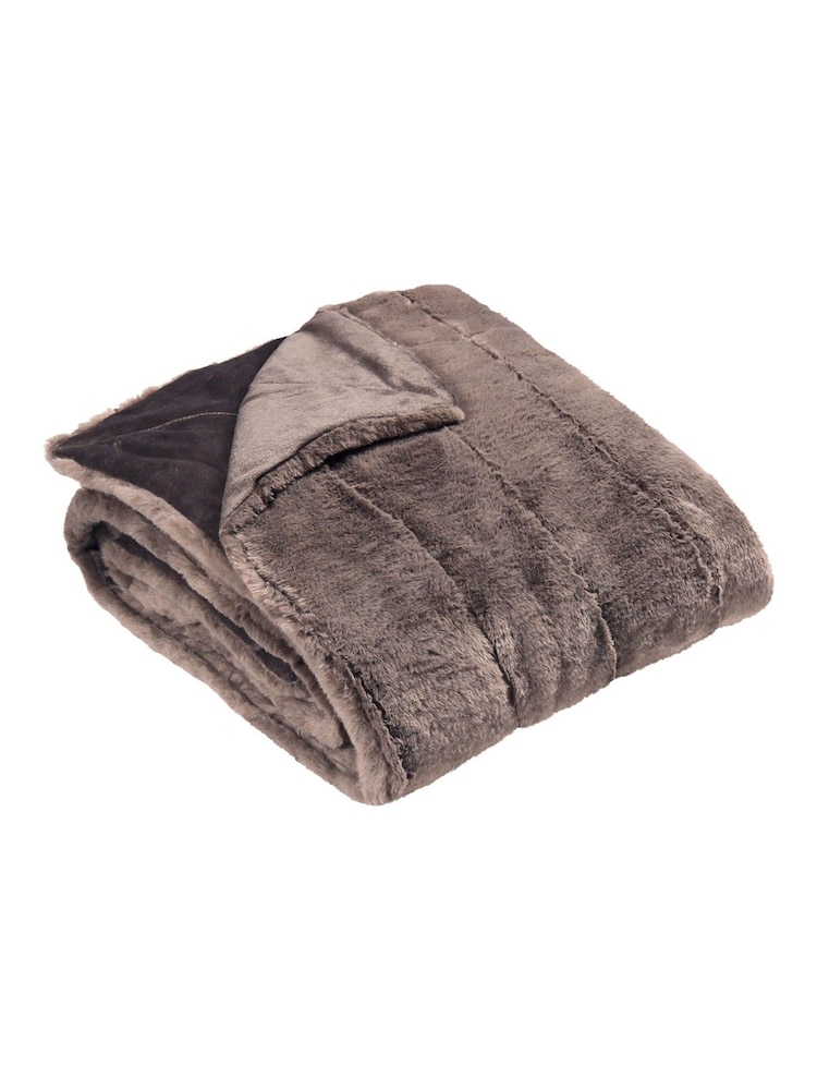 Riva Home Taupe Empress Faux Fur Throw - Image 3 of 4