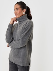 Threadbare Grey Oversized Roll Neck Jumper - Image 1 of 4