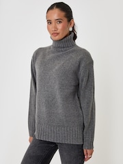 Threadbare Grey Oversized Roll Neck Jumper - Image 3 of 4