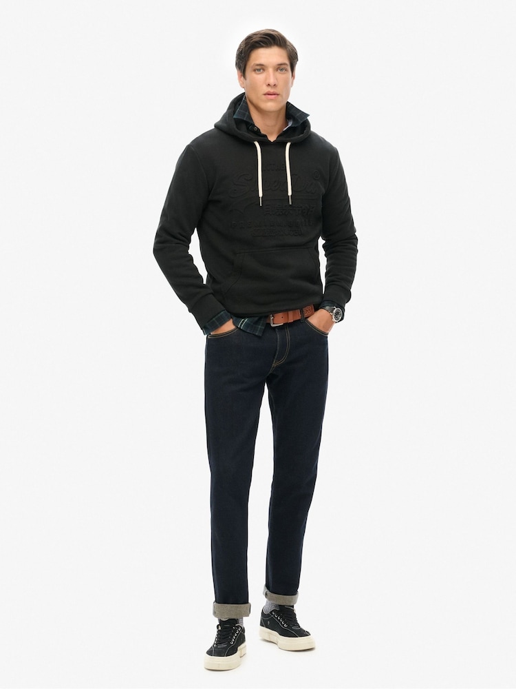 Superdry Jet Black Embossed Vintage Logo Hoodie - Image 2 of 5