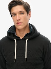 Superdry Jet Black Embossed Vintage Logo Hoodie - Image 3 of 5