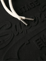 Superdry Jet Black Embossed Vintage Logo Hoodie - Image 5 of 5