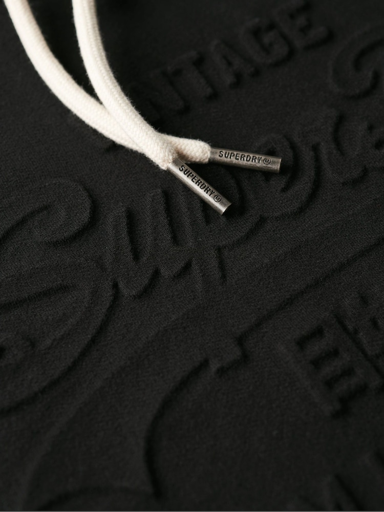 Superdry Jet Black Embossed Vintage Logo Hoodie - Image 5 of 5