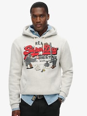 Superdry Glacier Grey Marl New York VL Graphic Hoodie - Image 1 of 6