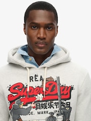 Superdry Glacier Grey Marl New York VL Graphic Hoodie - Image 3 of 6