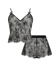 Pour Moi Black For Your Eyes Only Lace Cami & Short Set - Image 4 of 4