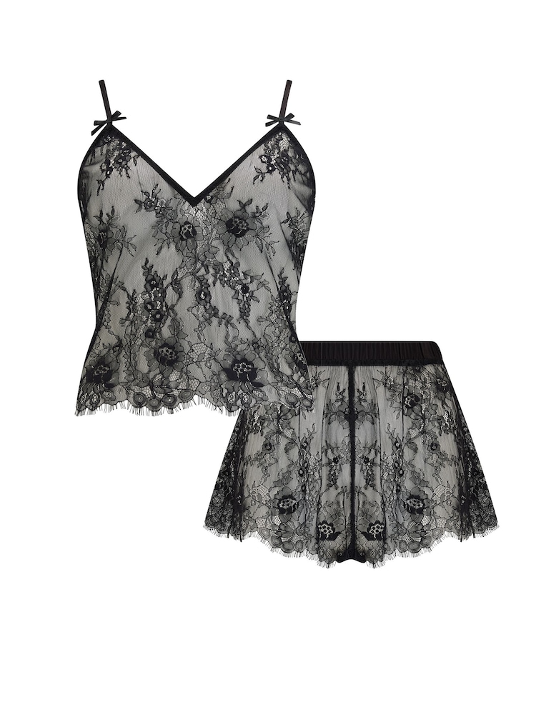 Pour Moi Black For Your Eyes Only Lace Cami & Short Set - Image 4 of 4