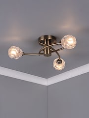Dar Lighting Brass Seattle 3 Light Flush Fitting - Image 1 of 4