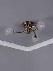 Dar Lighting Brass Seattle 3 Light Flush Fitting - Image 2 of 4