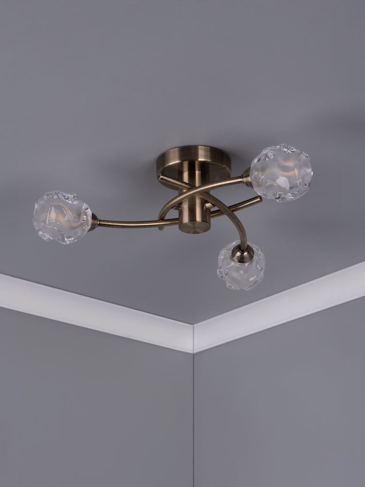 Dar Lighting Brass Seattle 3 Light Flush Fitting - Image 2 of 4