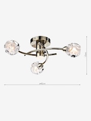 Dar Lighting Brass Seattle 3 Light Flush Fitting - Image 3 of 4