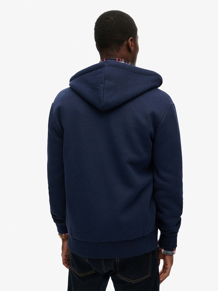 Superdry Rich Navy Marl Neon Graphic Zip Hoodie - Image 2 of 7