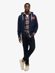 Superdry Rich Navy Marl Neon Graphic Zip Hoodie - Image 4 of 7