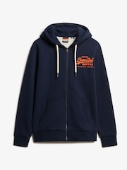 Superdry Rich Navy Marl Neon Graphic Zip Hoodie - Image 6 of 7