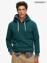 Superdry Furnice Green Embossed Vintage Logo Hoodie - Image 1 of 5