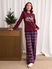 Threadbare Red Cotton Deck the Paws Christmas Pyjamas Set - Image 1 of 4