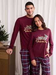 Threadbare Red Cotton Deck the Paws Christmas Pyjamas Set - Image 4 of 4