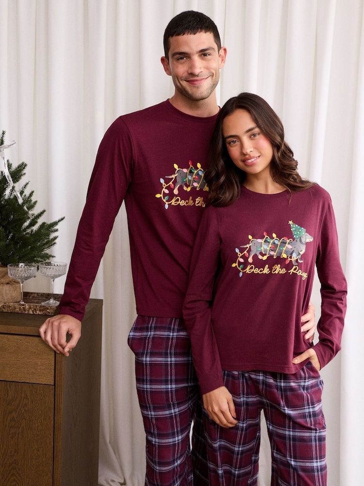 Threadbare Red Cotton Deck the Paws Christmas Pyjamas Set - Image 4 of 4 Threadbare Red Cotton Deck the Paws Christmas Pyjamas Set - Image 4 of 4