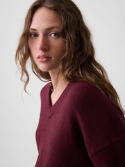Gap Burgundy Red CashSoft Oversized V-Neck Jumper - Image 4 of 4