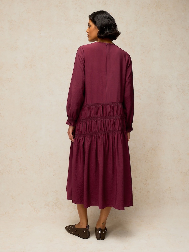White Stuff Purple Adeline Drop Waist Dress - Image 2 of 6