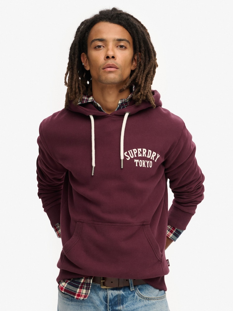 Superdry Fig Purple Tattoo Back Graphic Loose Hoodie - Image 1 of 7 Superdry Fig Purple Tattoo Back Graphic Loose Hoodie - Image 1 of 7