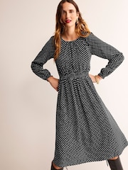 Boden Black Gather Raglan Midi Dress - Image 1 of 5