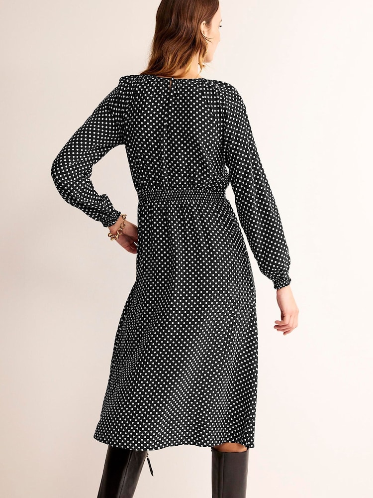 Boden Black Gather Raglan Midi Dress - Image 2 of 5