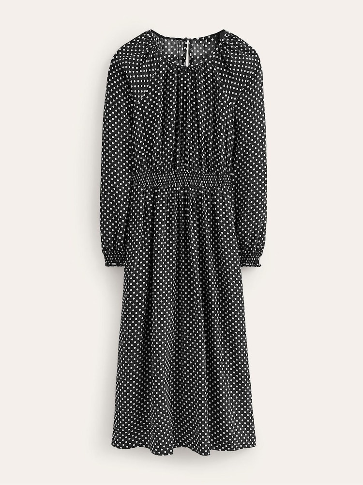 Boden Black Gather Raglan Midi Dress - Image 5 of 5