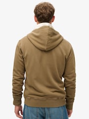 Superdry Washed Teak Brown 100% Cotton Contrast Stitch Zip Hoodie - Image 2 of 6