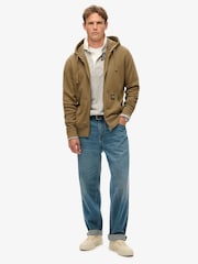 Superdry Washed Teak Brown 100% Cotton Contrast Stitch Zip Hoodie - Image 3 of 6